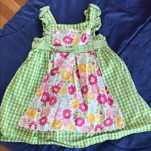 Floral Green and Pink infant toddler 12-18m Dress